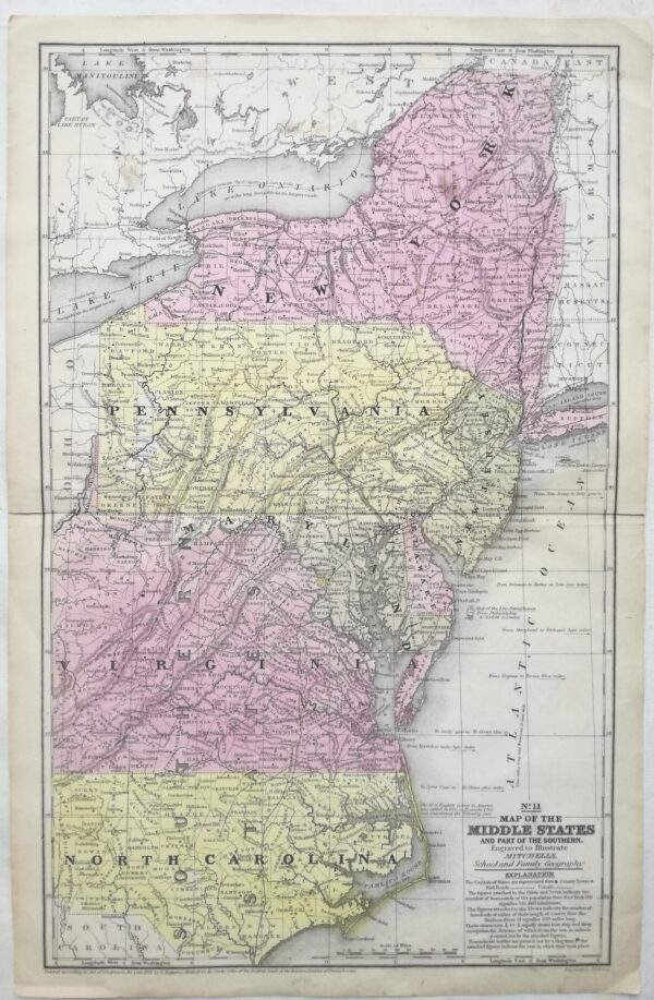 1852 Middle States by Augustus Mitchell