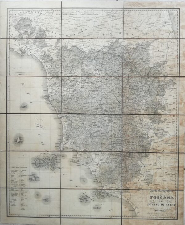 Chorographic Map of Tuscany and Duchy of Lucca 1849