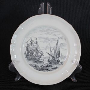 Fruit Plate by Società Ceramica Italiana Laveno, 1920c. with drawn a Sailing Ship