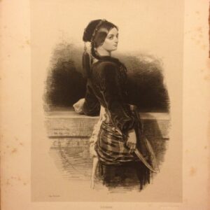 Gulnare (Mlle. Melanie Waldor) Lithography by Paul Gavarni (Hippolyte Guillaume Sulpice Chevalier)