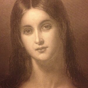 Beautiful girl’s portrait, engraving by H. Mandeville Editeur 42  Rue Vivienne a Paris 1850 c.