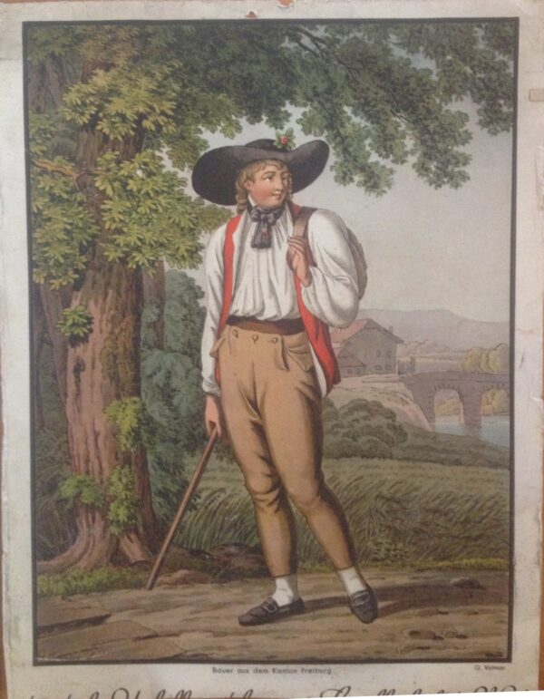 Lot of 6 engravings of Traditional Swiss Costumes 1810 c.