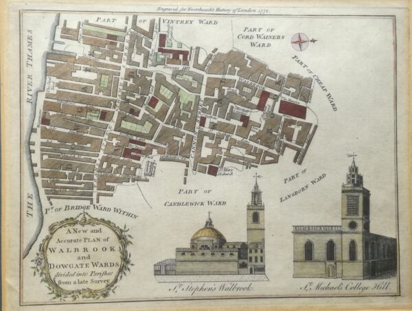 Old Plain of Walbrook and Dowgate Wards in London 1772