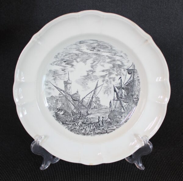 Soap Plate by Società Ceramica Italiana Laveno, 1920c. with drawn a Sailing Ship