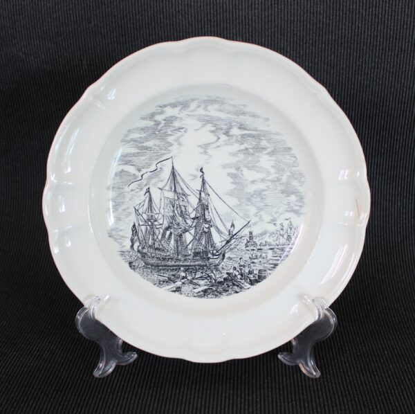 Soap Plate by Società Ceramica Italiana Laveno, 1920c. with drawn of Sailing Ship