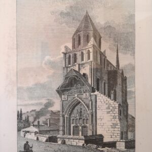 Vue de l’Eglise de S.te Radegonde, a Potiers. Dep. de la Nienne. Etching by Baugean, XIX Century.