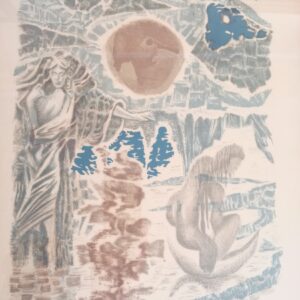 Nikos Ghika -“Moon and Women”- Lithograph 1972.  Extracted From Portfolio “Lyrica”