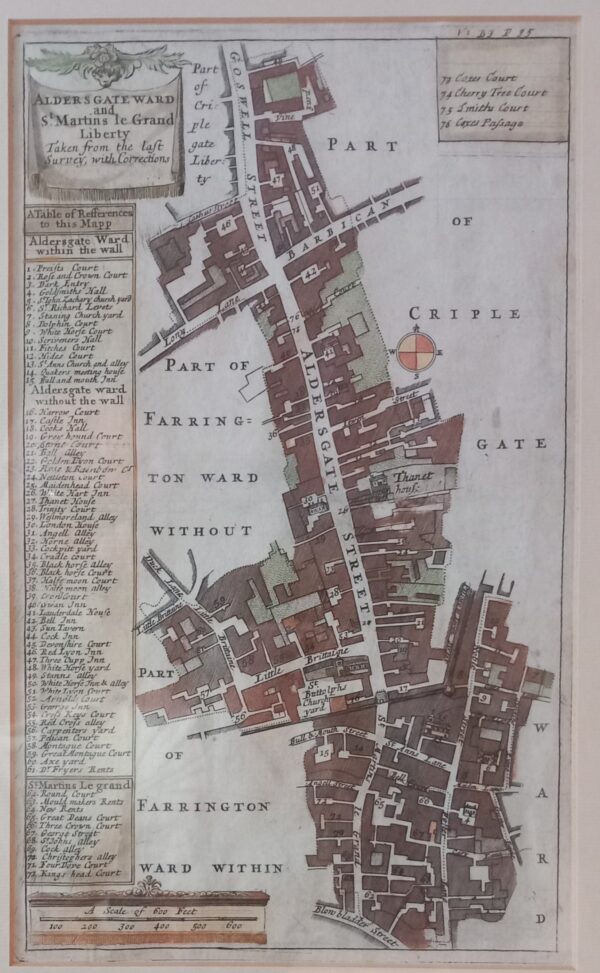 Old Plain of Aldersgate Ward and St. Martins le Grand Liberty - London 1720