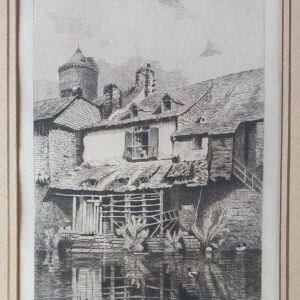 Vieilles maisons à Vitré – Etching – Léon Gaucherel 1878