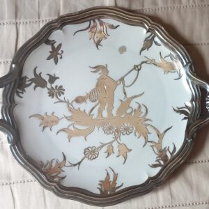 Ceramic tray with silver decoration. Giò Ponti by Rosenthal ’30/’40